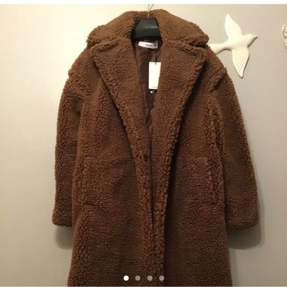 Mango Faux Shearling Teddy Faux Fur Coat With Lapels Bloggers XS - Picture 3 of 3